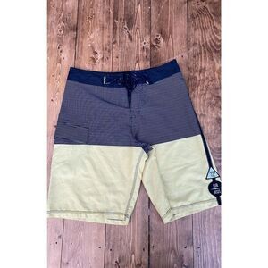 Da Hui Board Shorts mens size 30 yellow stripes gray swim, surfer, beach